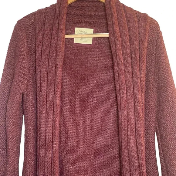 Natural Reflections Sweaters - Natural Reflections Burgundy Chunky Knit Open Front Cardigan‎ Small 25% Wool